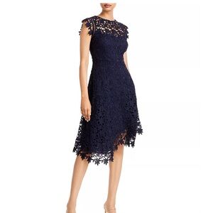 Asymmetric Lace Dress Worn Once Navy Eliza J Size 12